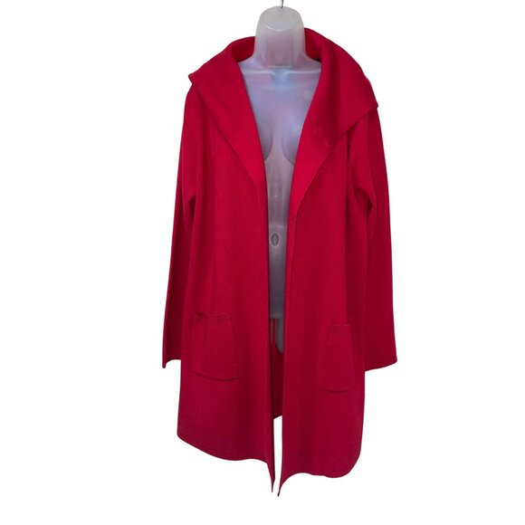Vertigo Paris Red Hooded Open Front Cardigan W/ Pockets L - Picture 3 of 8